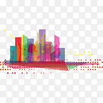 卡通水彩城市剪影-空若网 卡通水彩城市剪影-空若网