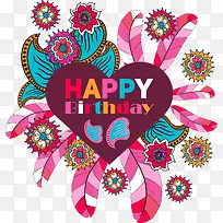 矢量爱心花朵生日贺卡-空若网 矢量爱心花朵生日贺卡-空若网