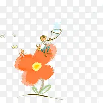 高清创意彩绘风格橙色花卉-空若网 高清创意彩绘风格橙色花卉-空若网