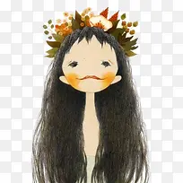 手绘长发美女素材-空若网 手绘长发美女素材-空若网