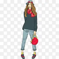 矢量手绘时尚美女-空若网 矢量手绘时尚美女-空若网