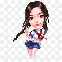 手绘可爱长发美女-空若网 手绘可爱长发美女-空若网