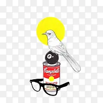 手绘白色白鸽眼镜-空若网 手绘白色白鸽眼镜-空若网