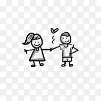 创意合成手绘卡通人物手牵手-空若网 创意合成手绘卡通人物手牵手-空若网
