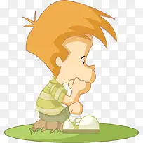 手绘卡通男孩思考图案-空若网 手绘卡通男孩思考图案-空若网