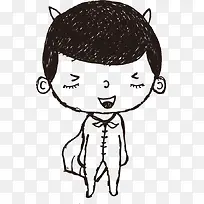 手绘可爱皱眉男孩-空若网 手绘可爱皱眉男孩-空若网