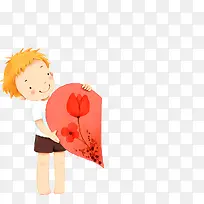 手绘男孩七夕卡通插画-空若网 手绘男孩七夕卡通插画-空若网