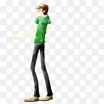 手绘时尚绿色上衣男孩-空若网 手绘时尚绿色上衣男孩-空若网