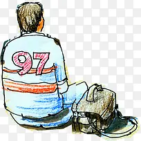 手绘水彩运动男孩-空若网 手绘水彩运动男孩-空若网