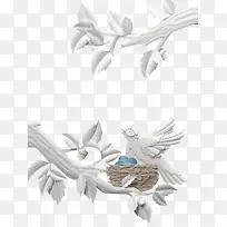 白色小鸟数枝-空若网 白色小鸟数枝-空若网