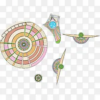 手绘彩色拼花平面图-空若网 手绘彩色拼花平面图-空若网