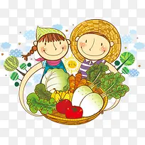 手绘可爱农民蔬菜-空若网 手绘可爱农民蔬菜-空若网