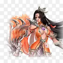 手绘游戏橙色衣服美女-空若网 手绘游戏橙色衣服美女-空若网