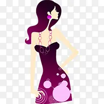 手绘紫色时尚美女-空若网 手绘紫色时尚美女-空若网