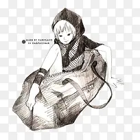 素描手绘少年插画-空若网 素描手绘少年插画-空若网