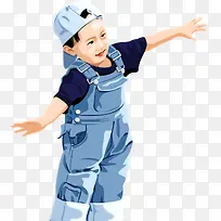 手绘可爱蓝衣小男子-空若网 手绘可爱蓝衣小男子-空若网