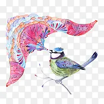 手绘水彩鸟-空若网 手绘水彩鸟-空若网