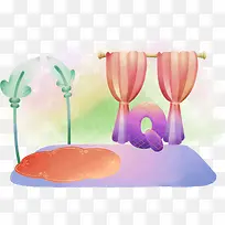 卡通手绘卧室插画-空若网 卡通手绘卧室插画-空若网