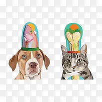 猫咪狗狗创意插画-空若网 猫咪狗狗创意插画-空若网