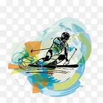 矢量水彩滑雪的人-空若网 矢量水彩滑雪的人-空若网