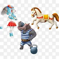 矢量卡通可爱动物马儿河马-空若网 矢量卡通可爱动物马儿河马-空若网