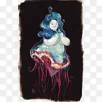 胖女孩创意插画-空若网 胖女孩创意插画-空若网