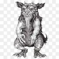 黑白麒麟人物插画-空若网 黑白麒麟人物插画-空若网