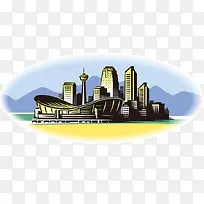 卡通城市建筑矢量图-空若网 卡通城市建筑矢量图-空若网