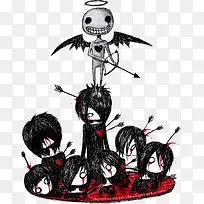 射箭骷髅搞怪插画-空若网 射箭骷髅搞怪插画-空若网