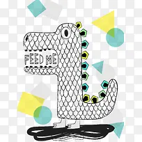 手绘卡通小恐龙-空若网 手绘卡通小恐龙-空若网