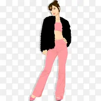 矢量手绘皮草美女-空若网 矢量手绘皮草美女-空若网