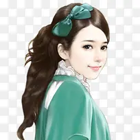 绿裙可爱女子-空若网 绿裙可爱女子-空若网