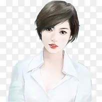 手绘白衬衫短发女子-空若网 手绘白衬衫短发女子-空若网