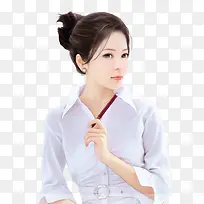 手绘白衬衫女子-空若网 手绘白衬衫女子-空若网