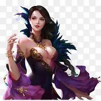 手绘紫衣女子-空若网 手绘紫衣女子-空若网