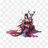 手绘仙鹿女子-空若网 手绘仙鹿女子-空若网