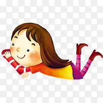 可爱惬意女孩手绘-空若网 可爱惬意女孩手绘-空若网