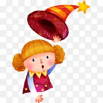 手绘可爱女孩脱帽-空若网 手绘可爱女孩脱帽-空若网