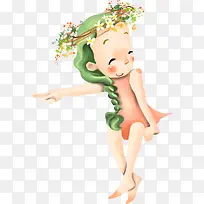 手绘可爱长发女孩-空若网 手绘可爱长发女孩-空若网