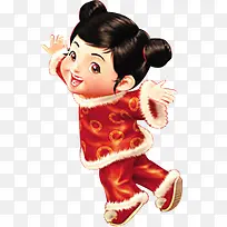 手绘可爱新年女孩-空若网 手绘可爱新年女孩-空若网