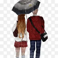 卡通原画爱情撑伞-空若网 卡通原画爱情撑伞-空若网