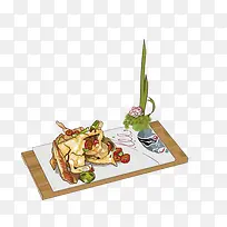 卡通手绘的餐盘食物-空若网 卡通手绘的餐盘食物-空若网