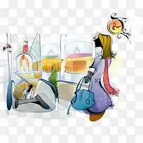 手绘创意时尚美女插画-空若网 手绘创意时尚美女插画-空若网