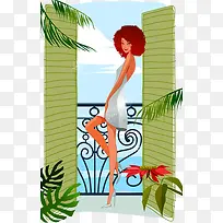 时尚度假美女手绘人物-空若网 时尚度假美女手绘人物-空若网