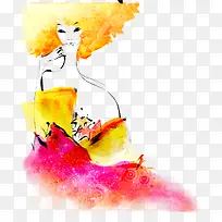 手绘彩色水彩时尚美女-空若网 手绘彩色水彩时尚美女-空若网