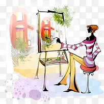 时尚休闲绘画美女手绘-空若网 时尚休闲绘画美女手绘-空若网