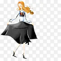 手绘黑裙时尚美女-空若网 手绘黑裙时尚美女-空若网