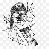 手绘现代时尚美女-空若网 手绘现代时尚美女-空若网