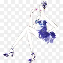 手绘长腿短裙美女插画-空若网 手绘长腿短裙美女插画-空若网