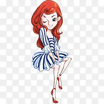 手绘红头发时尚美女-空若网 手绘红头发时尚美女-空若网